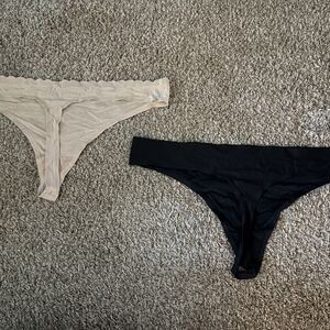 Shimera 1 Black and 1 Nude Thong Bottoms Minimal Coverage
